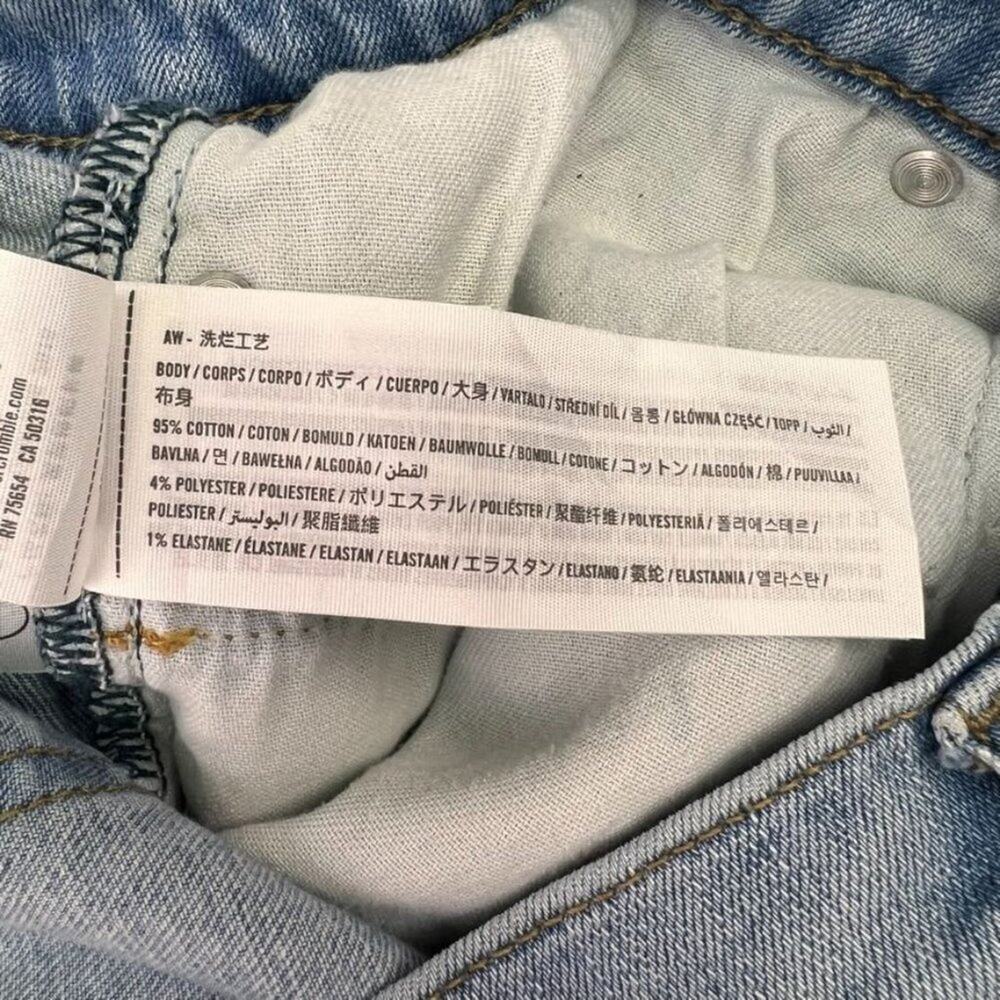 Abercrombie & Fitch Jeans Men's 28x30 Skinny Stretch Light Wash Mid-Rise - Picture 12 of 14